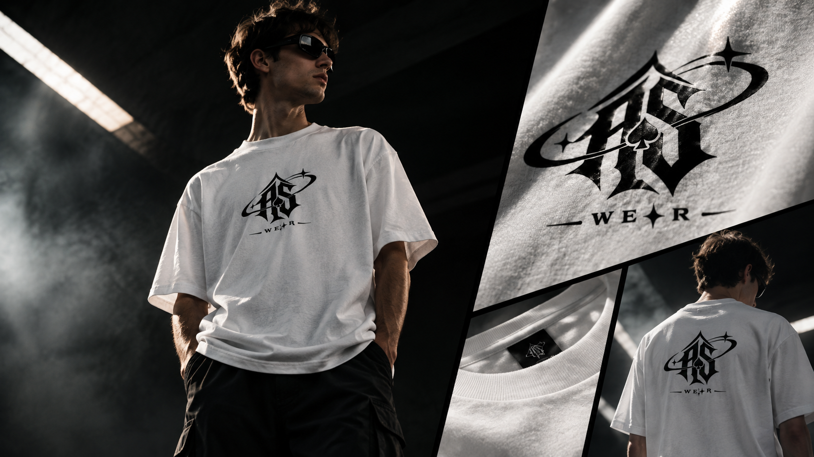 Modelo con remera ASwear blanca